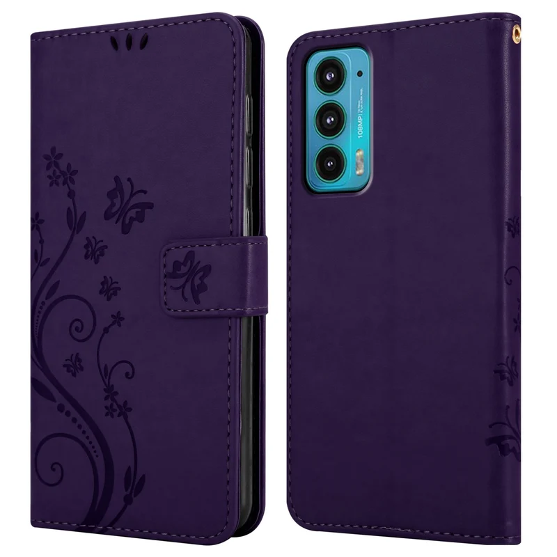 Cadorabo Hülle kompatibel mit Motorola EDGE 20 Schutzhülle im Blumen Design mit Magnetverschluss, Standfunktion und Kartenfächern