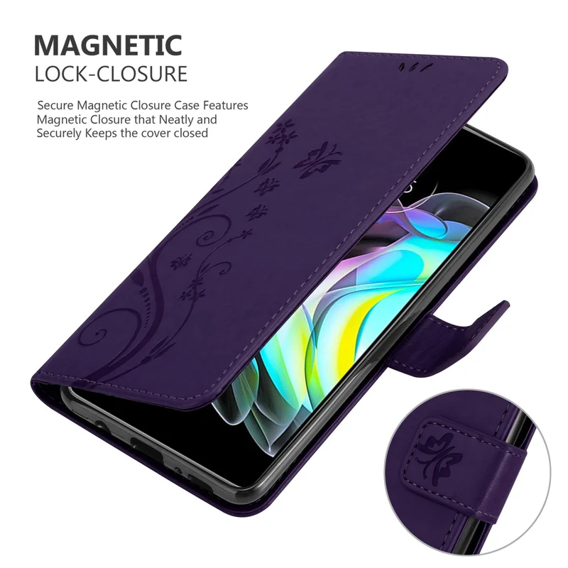 Cadorabo Hülle kompatibel mit Motorola EDGE 20 Schutzhülle im Blumen Design mit Magnetverschluss, Standfunktion und Kartenfächern