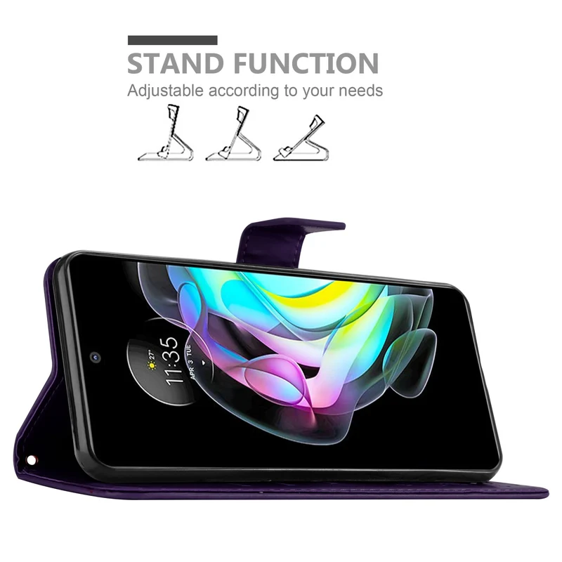 Cadorabo Hülle kompatibel mit Motorola EDGE 20 Schutzhülle im Blumen Design mit Magnetverschluss, Standfunktion und Kartenfächern