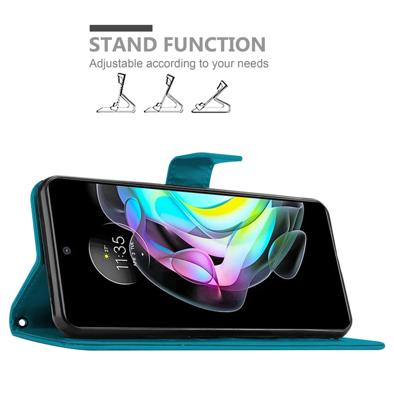 Cadorabo Hülle kompatibel mit Motorola EDGE 20 Schutzhülle im Blumen Design mit Magnetverschluss, Standfunktion und Kartenfächern