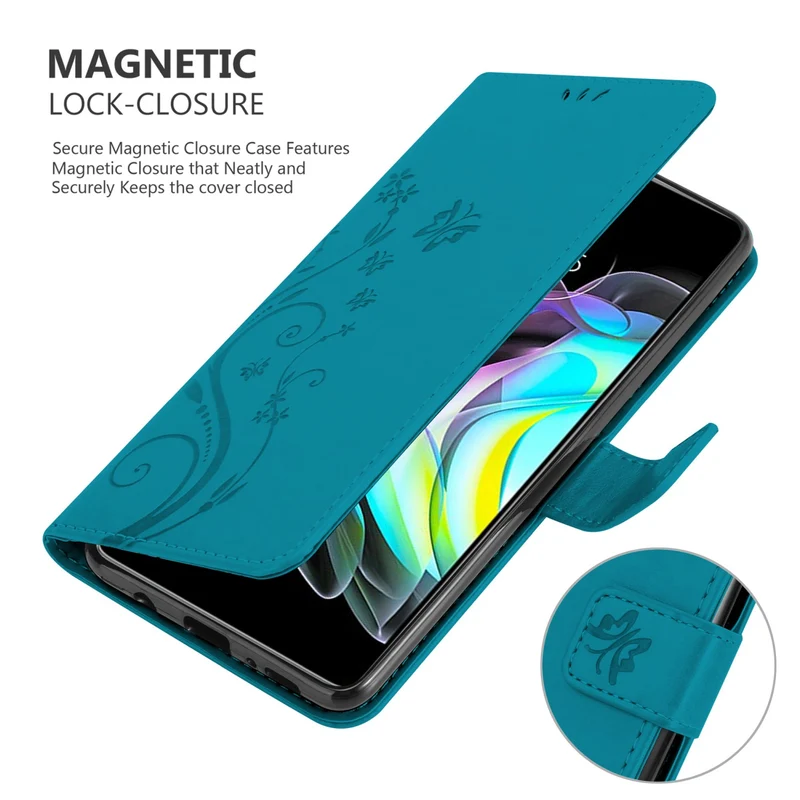 Cadorabo Hülle kompatibel mit Motorola EDGE 20 Schutzhülle im Blumen Design mit Magnetverschluss, Standfunktion und Kartenfächern