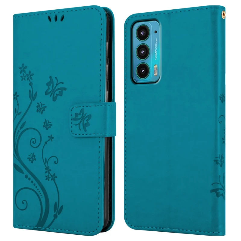 Cadorabo Hülle kompatibel mit Motorola EDGE 20 Schutzhülle im Blumen Design mit Magnetverschluss, Standfunktion und Kartenfächern