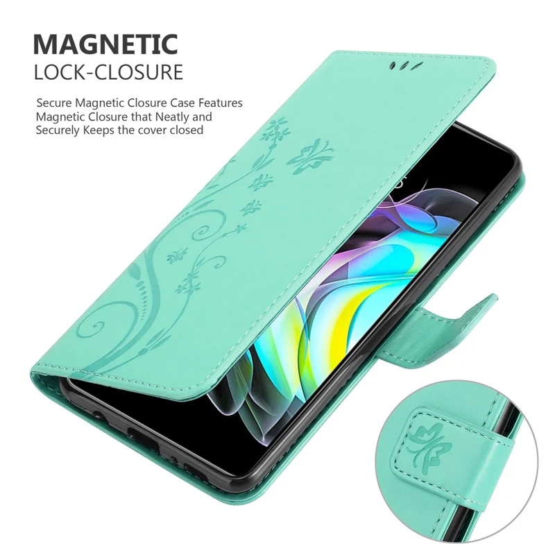 Cadorabo Hülle kompatibel mit Motorola EDGE 20 Schutzhülle im Blumen Design mit Magnetverschluss, Standfunktion und Kartenfächern