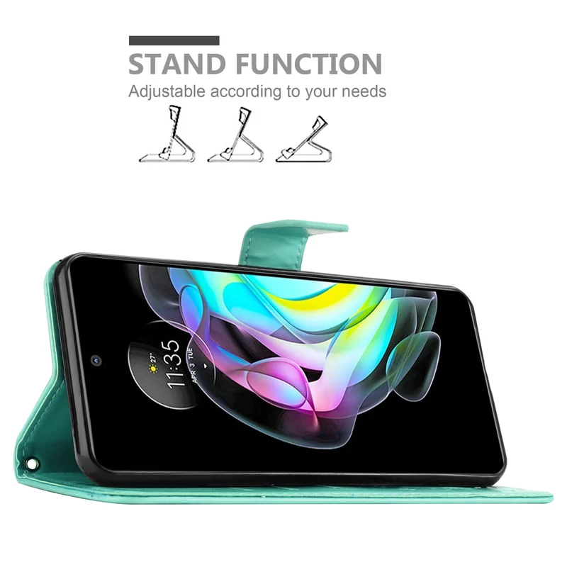 Cadorabo Hülle kompatibel mit Motorola EDGE 20 Schutzhülle im Blumen Design mit Magnetverschluss, Standfunktion und Kartenfächern