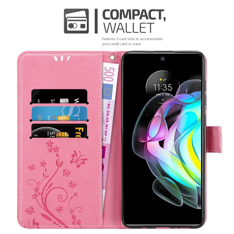 Cadorabo Hülle kompatibel mit Motorola EDGE 20 Schutzhülle im Blumen Design mit Magnetverschluss, Standfunktion und Kartenfächern