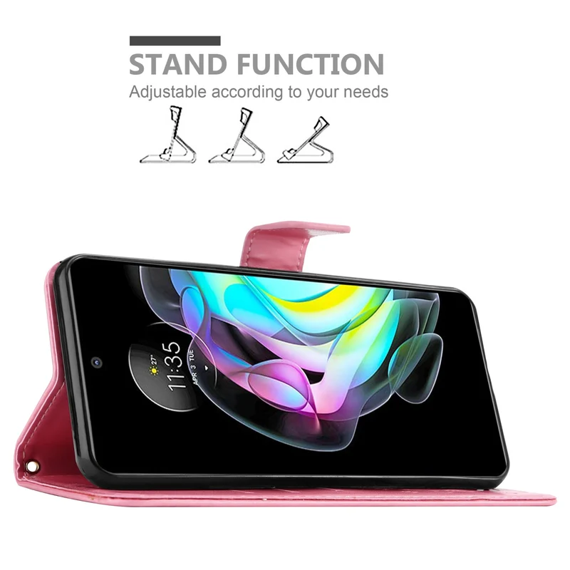 Cadorabo Hülle kompatibel mit Motorola EDGE 20 Schutzhülle im Blumen Design mit Magnetverschluss, Standfunktion und Kartenfächern