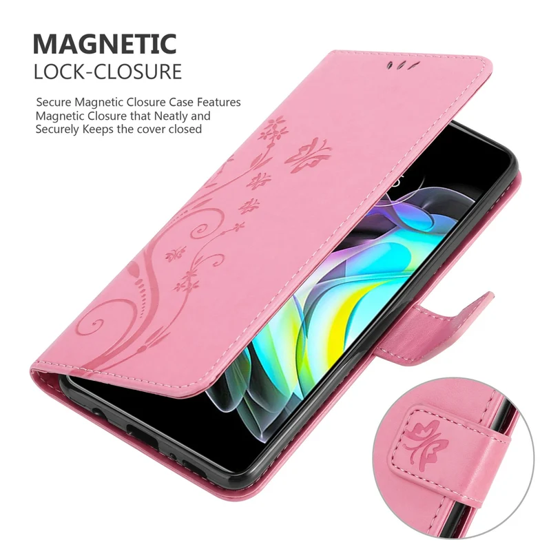 Cadorabo Hülle kompatibel mit Motorola EDGE 20 Schutzhülle im Blumen Design mit Magnetverschluss, Standfunktion und Kartenfächern