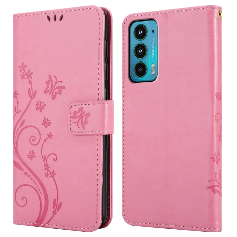 Cadorabo Hülle kompatibel mit Motorola EDGE 20 Schutzhülle im Blumen Design mit Magnetverschluss, Standfunktion und Kartenfächern