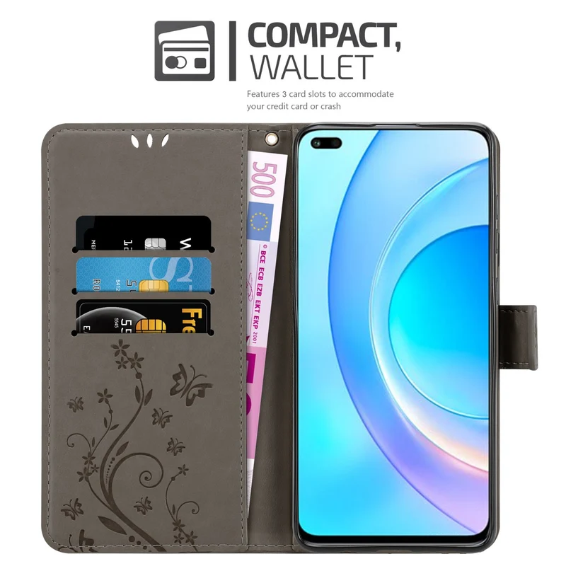 Cadorabo Hülle kompatibel mit Honor 50 LITE Schutzhülle im Blumen Design mit Magnetverschluss, Standfunktion und Kartenfächern