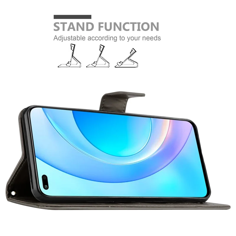 Cadorabo Hülle kompatibel mit Honor 50 LITE Schutzhülle im Blumen Design mit Magnetverschluss, Standfunktion und Kartenfächern