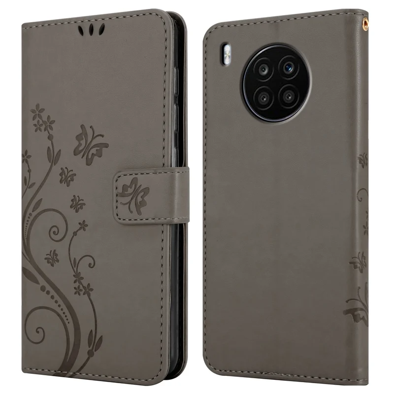 Cadorabo Hülle kompatibel mit Honor 50 LITE Schutzhülle im Blumen Design mit Magnetverschluss, Standfunktion und Kartenfächern