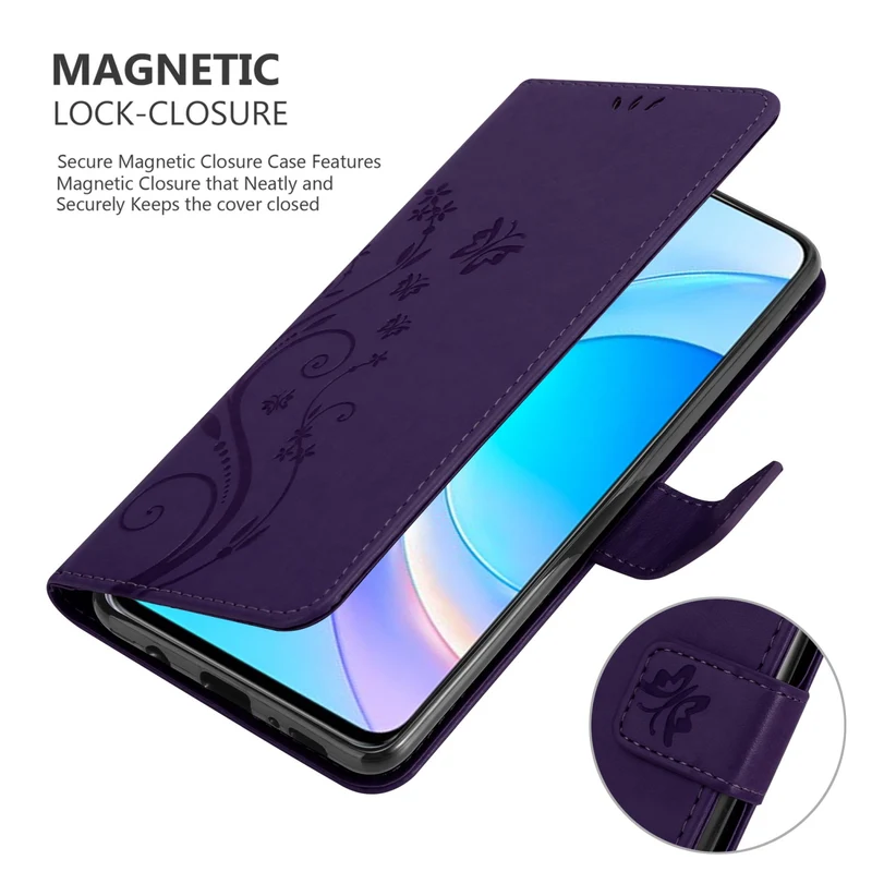 Cadorabo Hülle kompatibel mit Honor 50 LITE Schutzhülle im Blumen Design mit Magnetverschluss, Standfunktion und Kartenfächern