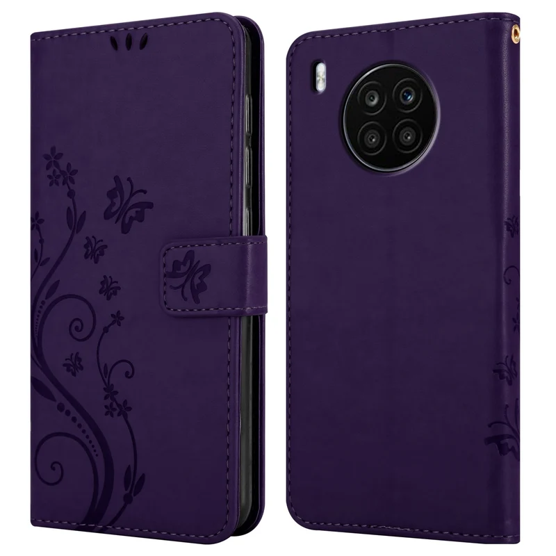 Cadorabo Hülle kompatibel mit Honor 50 LITE Schutzhülle im Blumen Design mit Magnetverschluss, Standfunktion und Kartenfächern