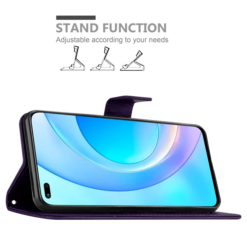 Cadorabo Hülle kompatibel mit Honor 50 LITE Schutzhülle im Blumen Design mit Magnetverschluss, Standfunktion und Kartenfächern