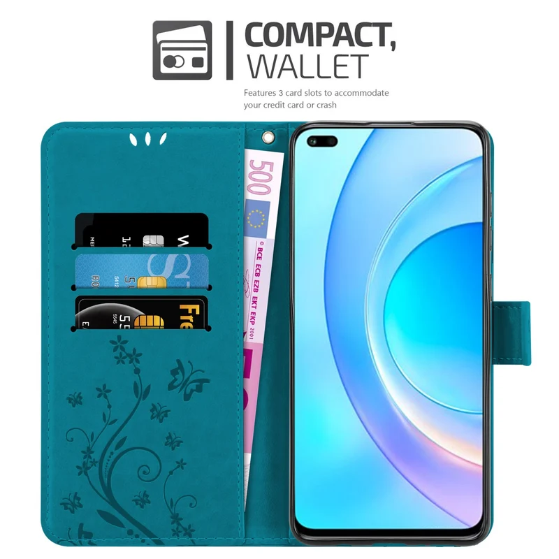 Cadorabo Hülle kompatibel mit Honor 50 LITE Schutzhülle im Blumen Design mit Magnetverschluss, Standfunktion und Kartenfächern