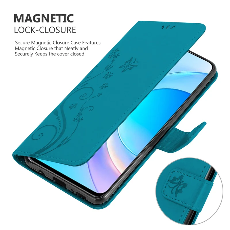 Cadorabo Hülle kompatibel mit Honor 50 LITE Schutzhülle im Blumen Design mit Magnetverschluss, Standfunktion und Kartenfächern
