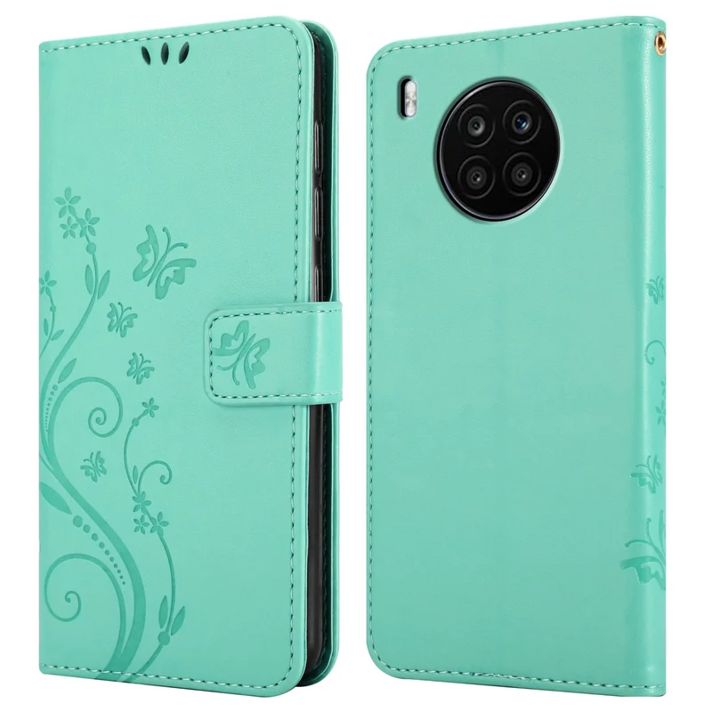 Cadorabo Hülle kompatibel mit Honor 50 LITE Schutzhülle im Blumen Design mit Magnetverschluss, Standfunktion und Kartenfächern