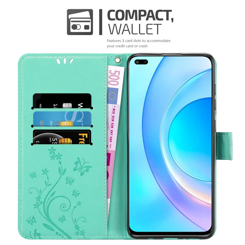 Cadorabo Hülle kompatibel mit Honor 50 LITE Schutzhülle im Blumen Design mit Magnetverschluss, Standfunktion und Kartenfächern