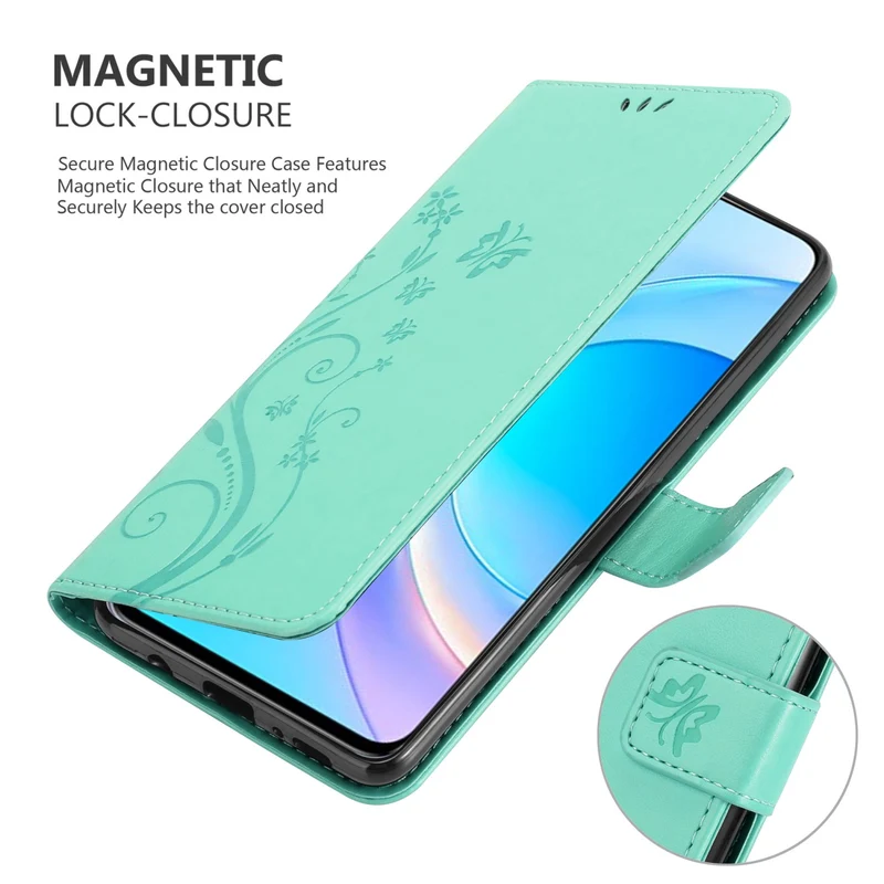 Cadorabo Hülle kompatibel mit Honor 50 LITE Schutzhülle im Blumen Design mit Magnetverschluss, Standfunktion und Kartenfächern