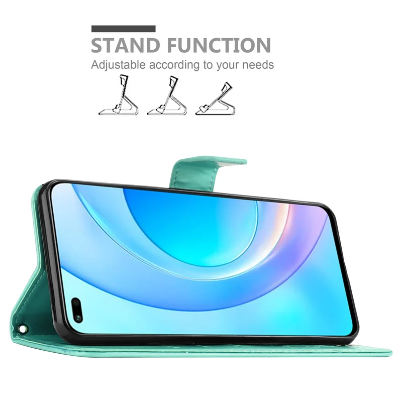 Cadorabo Hülle kompatibel mit Honor 50 LITE Schutzhülle im Blumen Design mit Magnetverschluss, Standfunktion und Kartenfächern