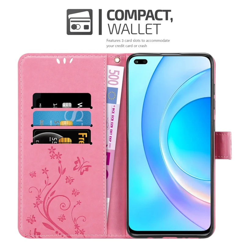 Cadorabo Hülle kompatibel mit Honor 50 LITE Schutzhülle im Blumen Design mit Magnetverschluss, Standfunktion und Kartenfächern