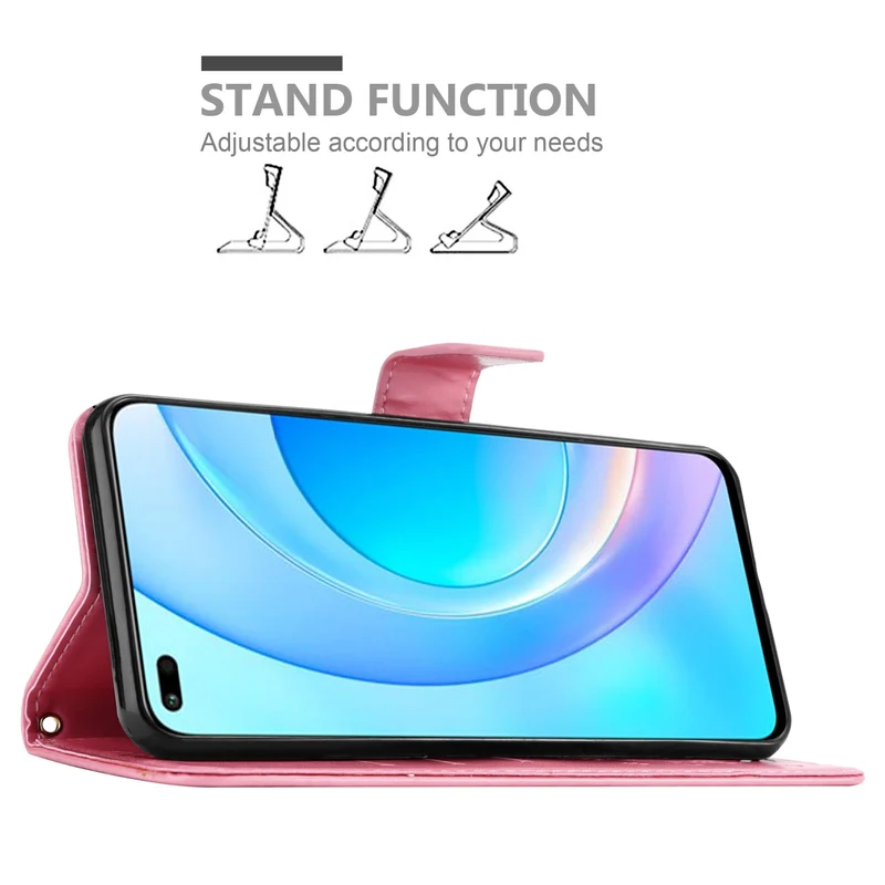 Cadorabo Hülle kompatibel mit Honor 50 LITE Schutzhülle im Blumen Design mit Magnetverschluss, Standfunktion und Kartenfächern