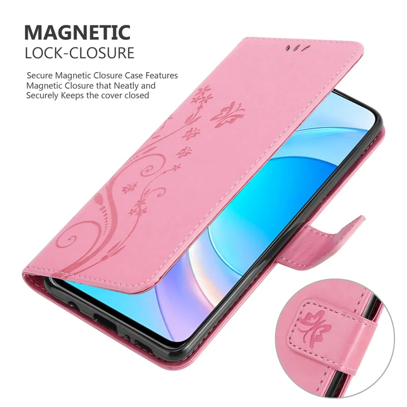 Cadorabo Hülle kompatibel mit Honor 50 LITE Schutzhülle im Blumen Design mit Magnetverschluss, Standfunktion und Kartenfächern