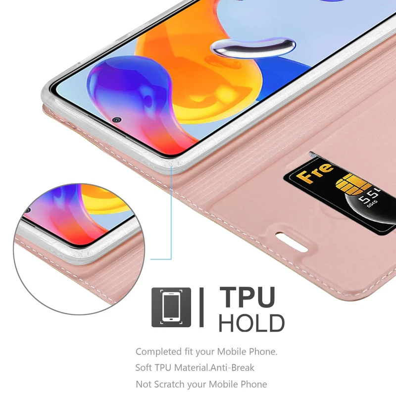 Cadorabo Hülle kompatibel mit Xiaomi RedMi NOTE 11 PRO 4G / 5G Schutzhülle mit Magnetverschluss, Standfunktion und Kartenfach