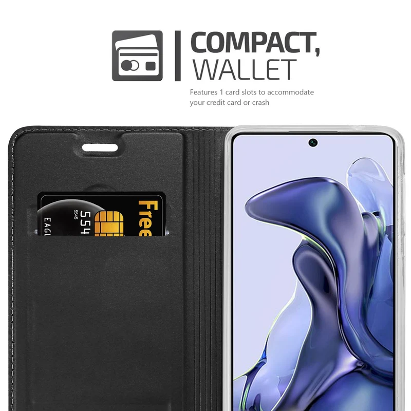 Cadorabo Hülle kompatibel mit Xiaomi 11T / 11T PRO Schutzhülle mit Magnetverschluss, Standfunktion und Kartenfach