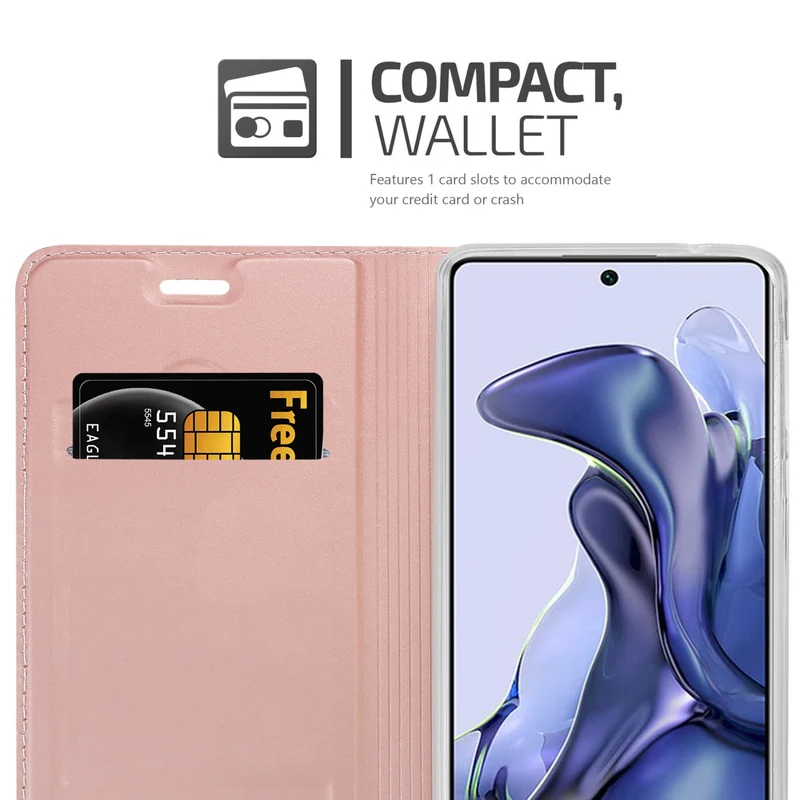 Cadorabo Hülle kompatibel mit Xiaomi 11T / 11T PRO Schutzhülle mit Magnetverschluss, Standfunktion und Kartenfach