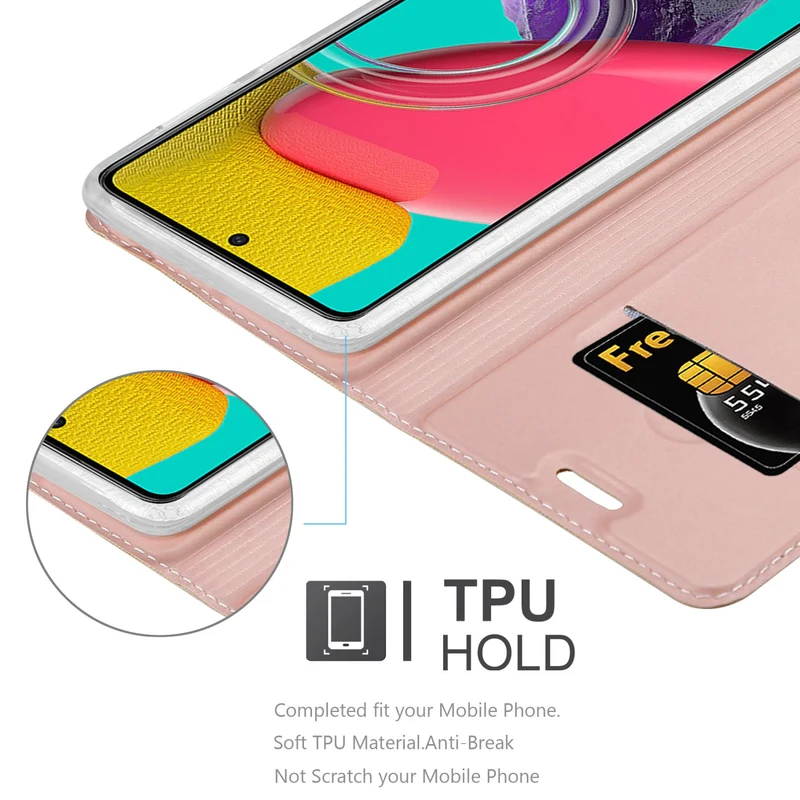 Cadorabo Hülle kompatibel mit Samsung Galaxy M53 5G Schutzhülle mit Magnetverschluss, Standfunktion und Kartenfach