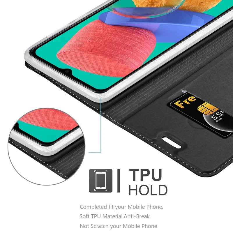 Cadorabo Hülle kompatibel mit Samsung Galaxy M33 5G Schutzhülle mit Magnetverschluss, Standfunktion und Kartenfach