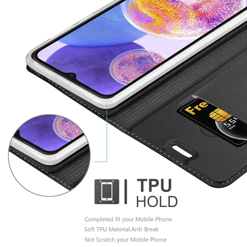 Cadorabo Hülle kompatibel mit Samsung Galaxy A23 4G Schutzhülle mit Magnetverschluss, Standfunktion und Kartenfach