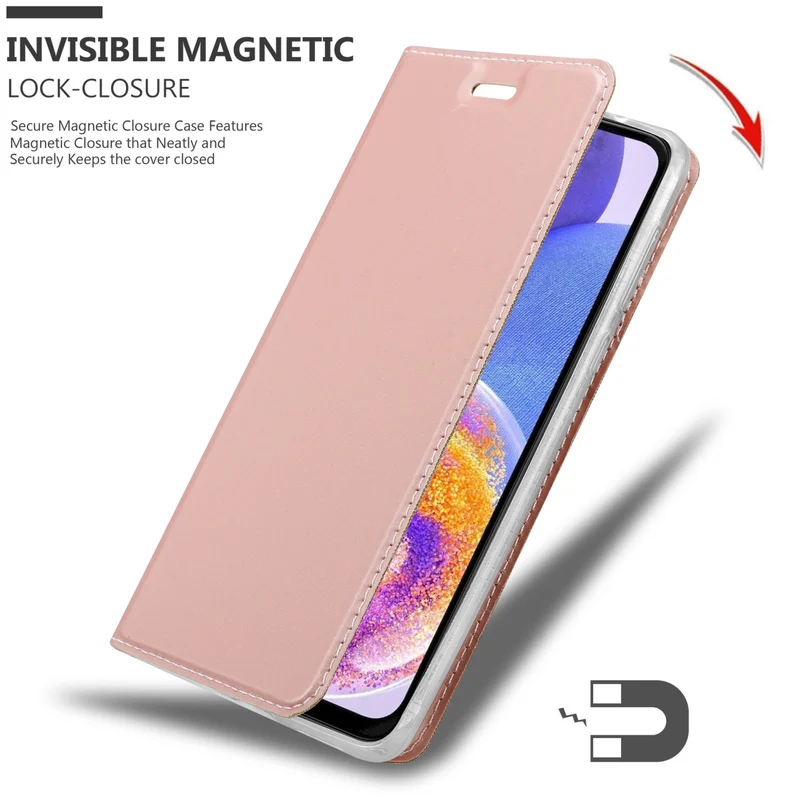 Cadorabo Hülle kompatibel mit Samsung Galaxy A23 4G Schutzhülle mit Magnetverschluss, Standfunktion und Kartenfach