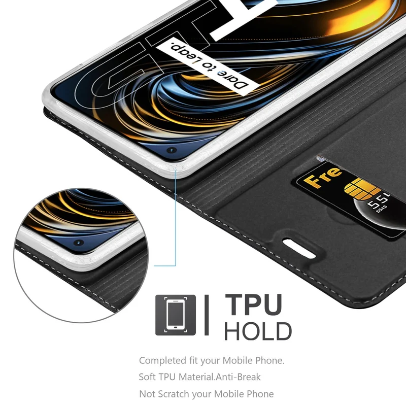 Cadorabo Hülle kompatibel mit Realme GT / GT Neo 2T / Q3 PRO Schutzhülle mit Magnetverschluss, Standfunktion und Kartenfach
