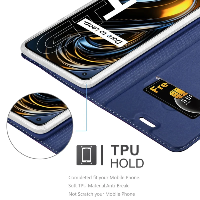 Cadorabo Hülle kompatibel mit Realme GT / GT Neo 2T / Q3 PRO Schutzhülle mit Magnetverschluss, Standfunktion und Kartenfach