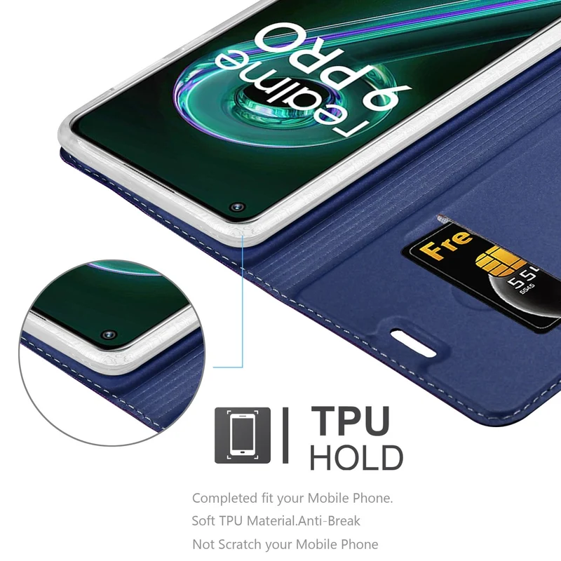 Cadorabo Hülle kompatibel mit Realme 9 5G / 9 PRO / V25 / Q5 / OnePlus Nord CE 2 LITE 5G Schutzhülle mit Magnetverschluss, Standfunktion und Kartenfach