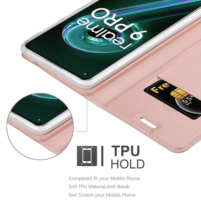 Cadorabo Hülle kompatibel mit Realme 9 5G / 9 PRO / V25 / Q5 / OnePlus Nord CE 2 LITE 5G Schutzhülle mit Magnetverschluss, Standfunktion und Kartenfach