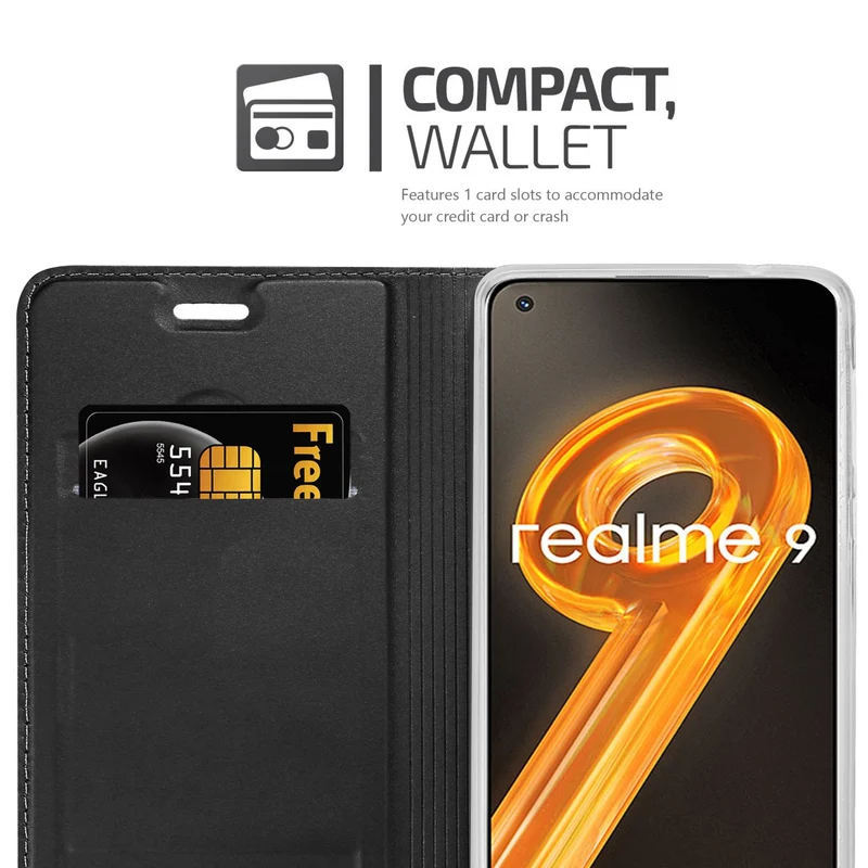 Cadorabo Hülle kompatibel mit Realme 9 4G / 9 PRO+ Schutzhülle mit Magnetverschluss, Standfunktion und Kartenfach