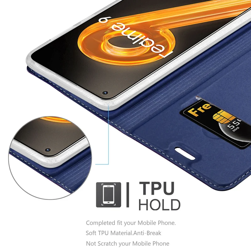 Cadorabo Hülle kompatibel mit Realme 9 4G / 9 PRO+ Schutzhülle mit Magnetverschluss, Standfunktion und Kartenfach
