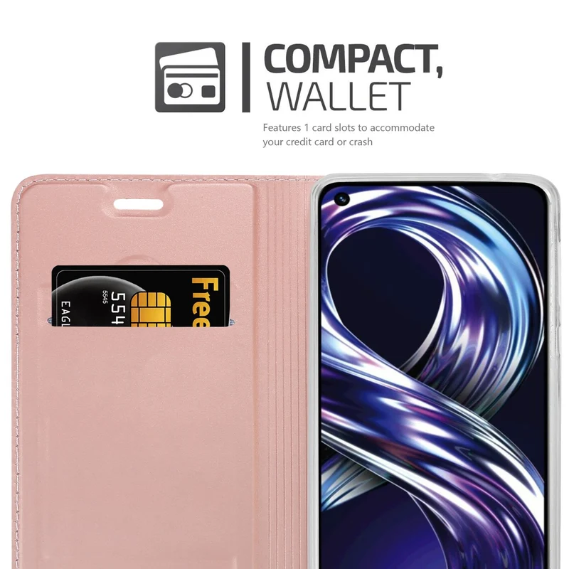 Cadorabo Hülle kompatibel mit Realme 8i / Narzo 50 4G Schutzhülle mit Magnetverschluss, Standfunktion und Kartenfach