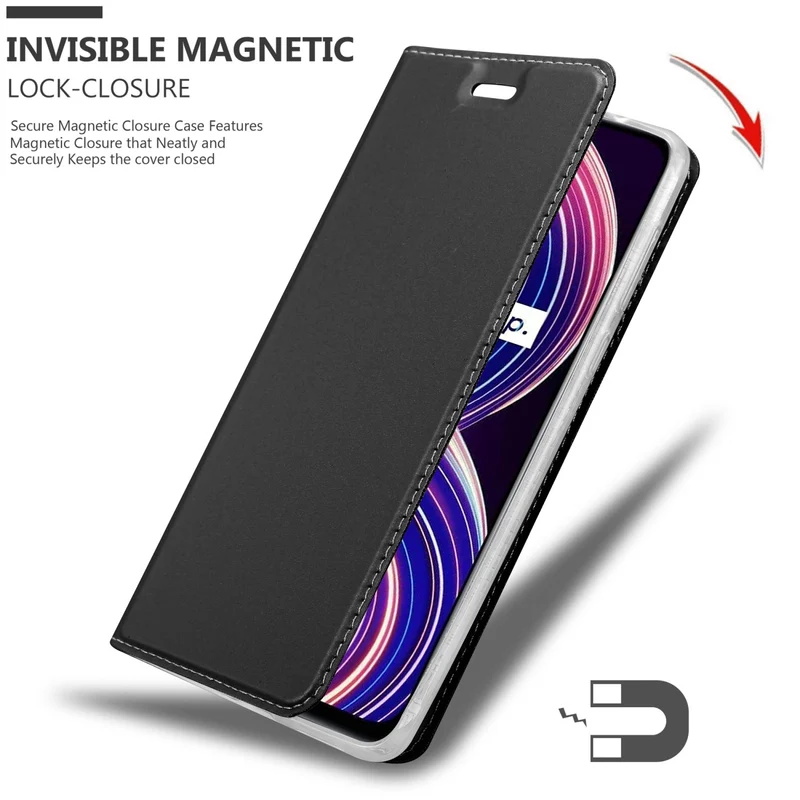 Cadorabo Hülle kompatibel mit Realme 8 5G / V13 / Q3 / Q3i / Narzo 30 5G Schutzhülle mit Magnetverschluss, Standfunktion und Kartenfach