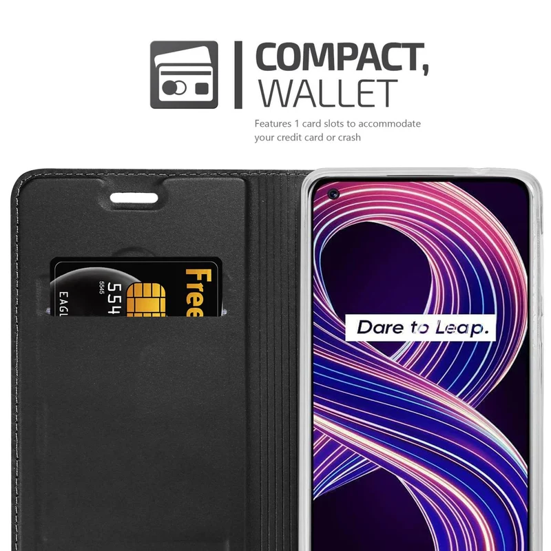 Cadorabo Hülle kompatibel mit Realme 8 5G / V13 / Q3 / Q3i / Narzo 30 5G Schutzhülle mit Magnetverschluss, Standfunktion und Kartenfach