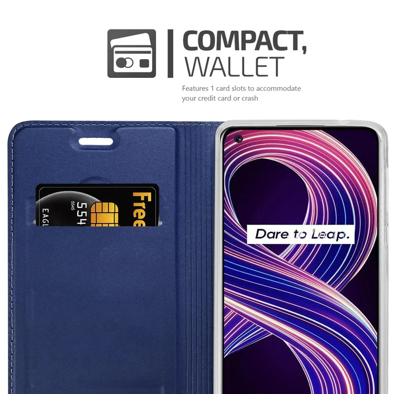 Cadorabo Hülle kompatibel mit Realme 8 5G / V13 / Q3 / Q3i / Narzo 30 5G Schutzhülle mit Magnetverschluss, Standfunktion und Kartenfach