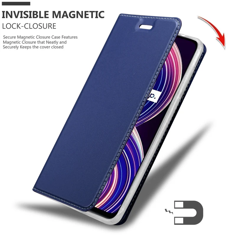 Cadorabo Hülle kompatibel mit Realme 8 5G / V13 / Q3 / Q3i / Narzo 30 5G Schutzhülle mit Magnetverschluss, Standfunktion und Kartenfach