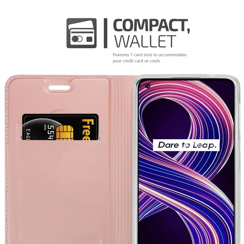 Cadorabo Hülle kompatibel mit Realme 8 5G / V13 / Q3 / Q3i / Narzo 30 5G Schutzhülle mit Magnetverschluss, Standfunktion und Kartenfach