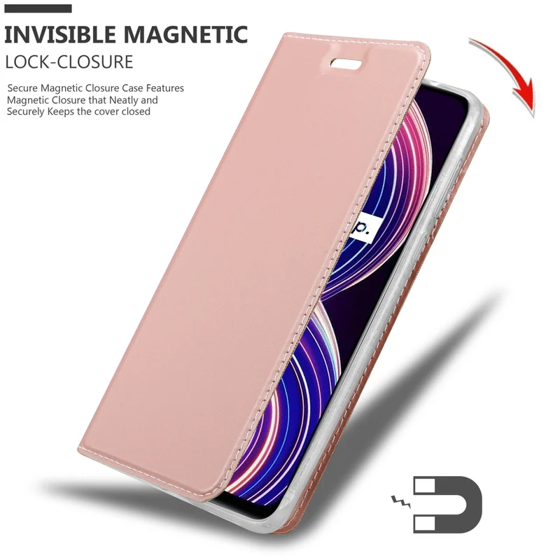 Cadorabo Hülle kompatibel mit Realme 8 5G / V13 / Q3 / Q3i / Narzo 30 5G Schutzhülle mit Magnetverschluss, Standfunktion und Kartenfach