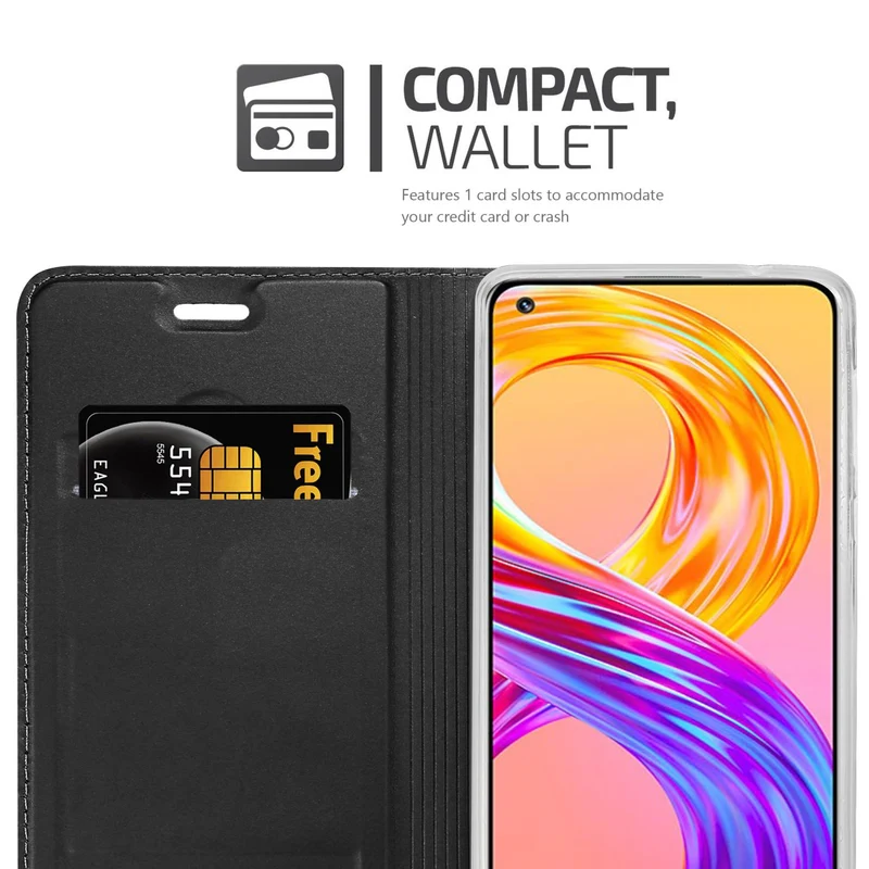 Cadorabo Hülle kompatibel mit Realme 8 4G / 8 PRO Schutzhülle mit Magnetverschluss, Standfunktion und Kartenfach