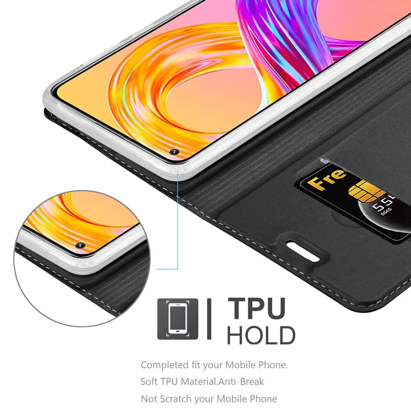 Cadorabo Hülle kompatibel mit Realme 8 4G / 8 PRO Schutzhülle mit Magnetverschluss, Standfunktion und Kartenfach