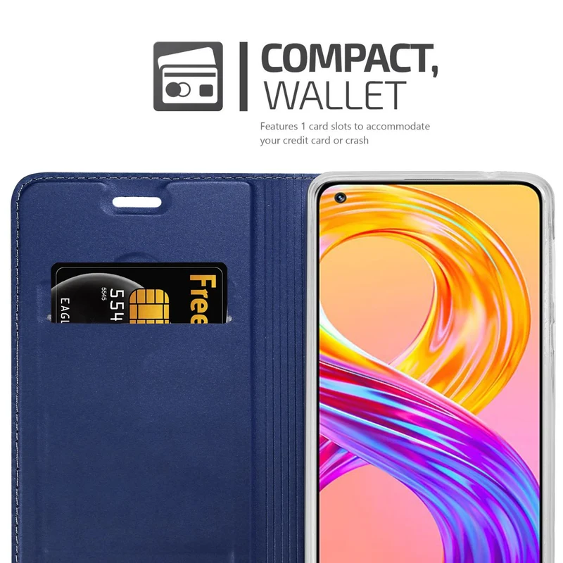 Cadorabo Hülle kompatibel mit Realme 8 4G / 8 PRO Schutzhülle mit Magnetverschluss, Standfunktion und Kartenfach